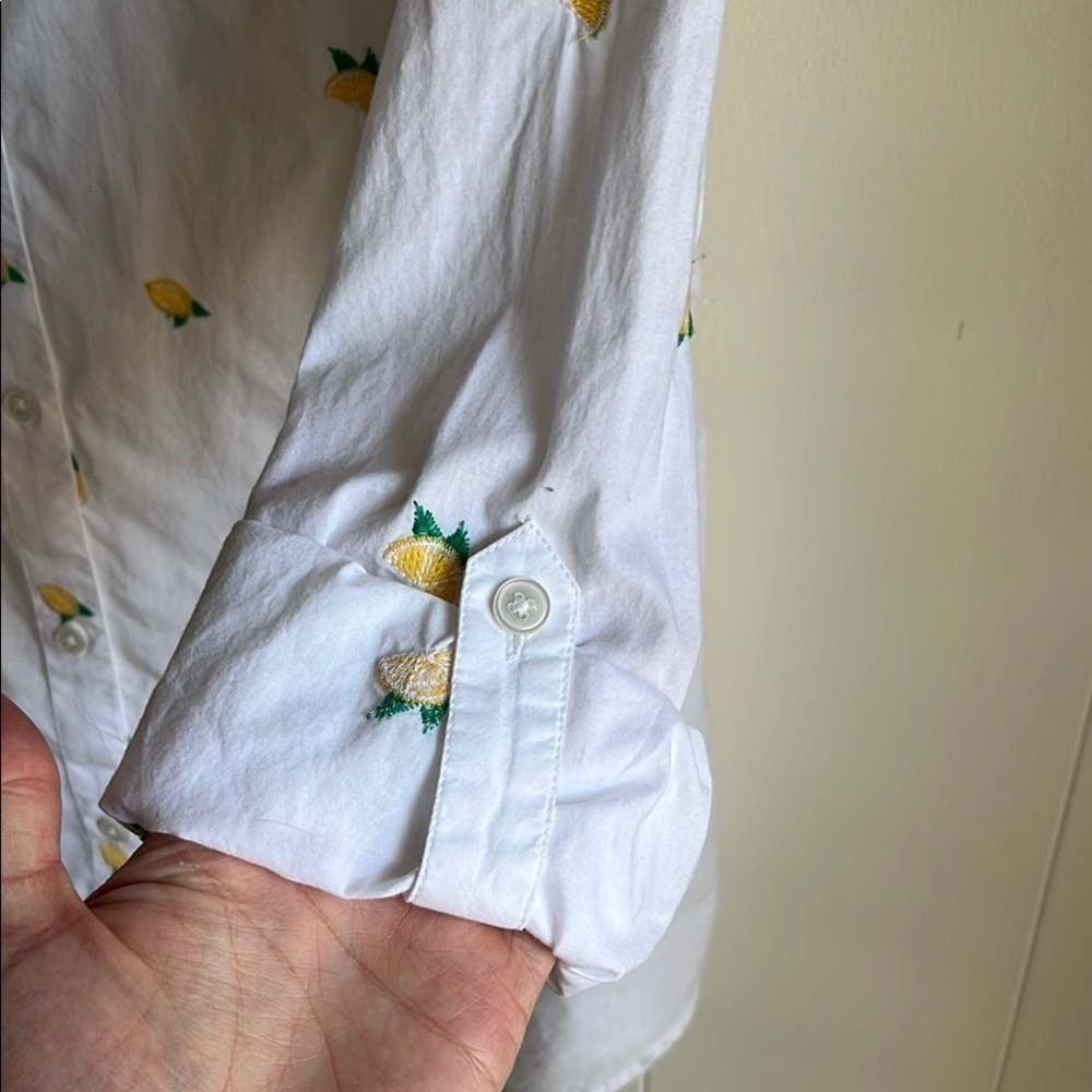 Kim Rogers Women’s Button Down Novelty Print Lemon Citrus Cotton Shirt Sz L - Picture 7 of 11